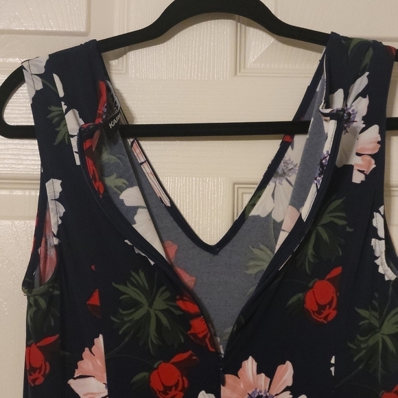 KARL Lagerfeld Navy Blue Floral sleeveless V-Neck Dress Size 4 - Picture 5 of 10